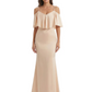 Kiarelys Elegant V-neck Cold Shoulder Satin Mermaid Long Formal Dresses For Women