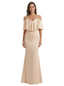 Kiarelys Elegant V-neck Cold Shoulder Satin Mermaid Long Formal Dresses For Women
