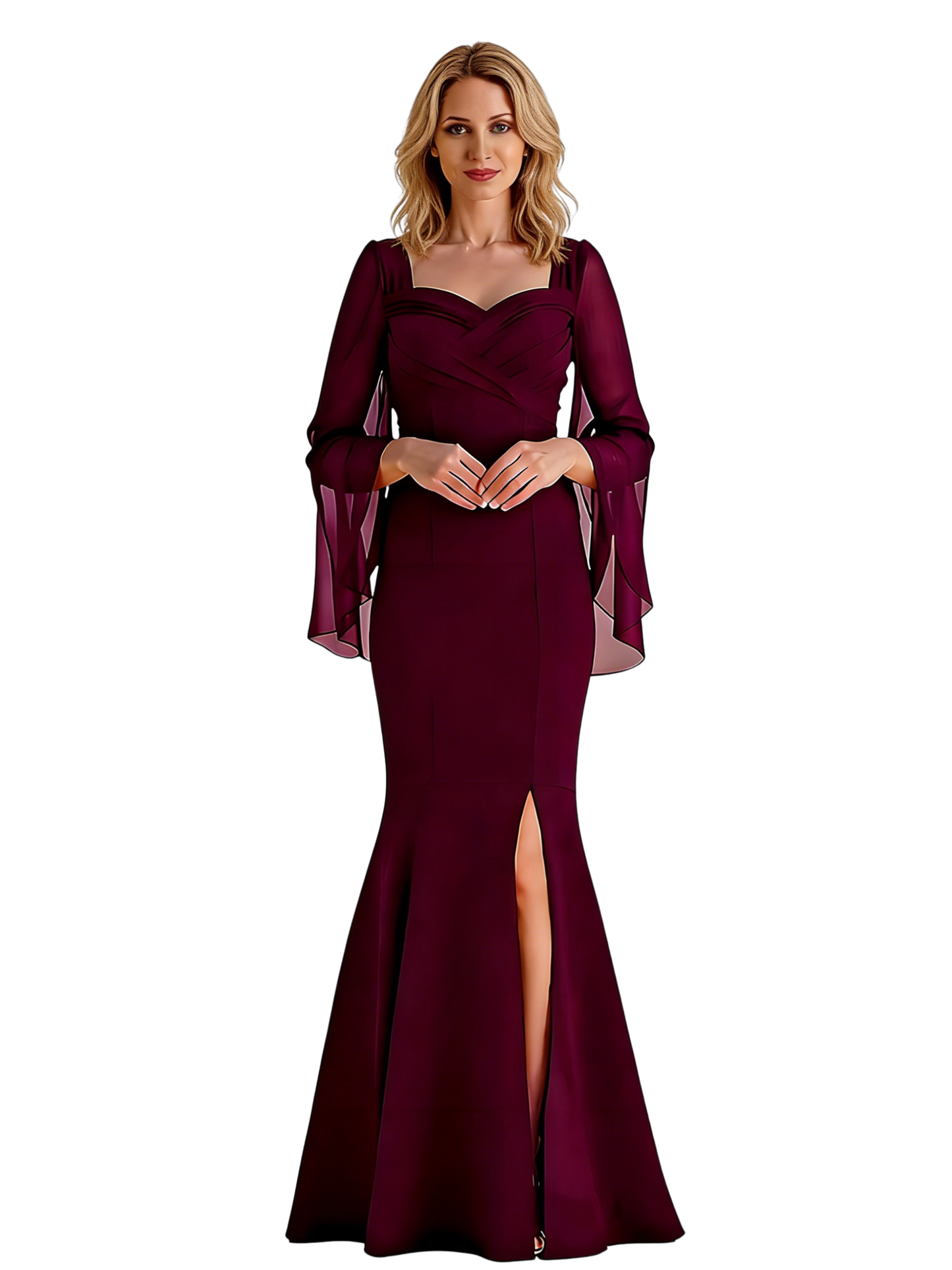 Slit Floor Length Mother of The Bride Dresses Long Chiffon Wedding Mom Dresses