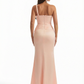 Sexy One Shoulder Lace Mermaid Silky Satin Maxi Formal Evening Dresses For Women With Slit