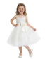 Spaghetti-Straps Flower Girl Dress with Sleeveless Lace Applique Bodice and A-Line Tulle Skirt