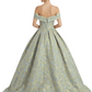 Modern Floral Jacquard Off Shoulder Floor-Length A-Line Long Formal Evening Dresses