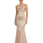 Kiarelys Spaghetti Straps Corset Satin Ruched Mermaid Long Formal Evening Dresses