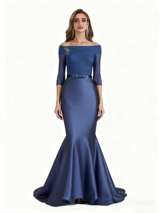 Elegant Off Shoulder Lace Chiffon A-Line Mother of The Bride Dresses Wedding