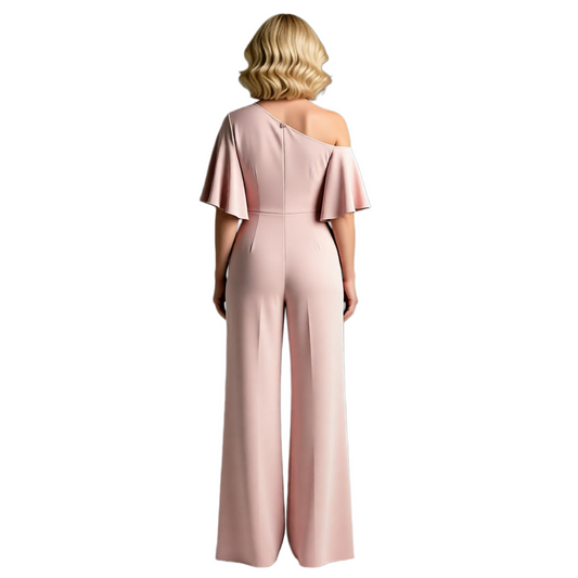 One Shoulder Jumpsuits Mother of the Bride Dresses Chiffon Formal Dresses for Weddings