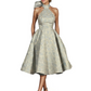 Kiarelys Elegant Floral Jacquard Halter A-Line Knee-Length Formal Evening Dresses