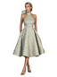 Kiarelys Elegant Floral Jacquard Halter A-Line Knee-Length Formal Evening Dresses