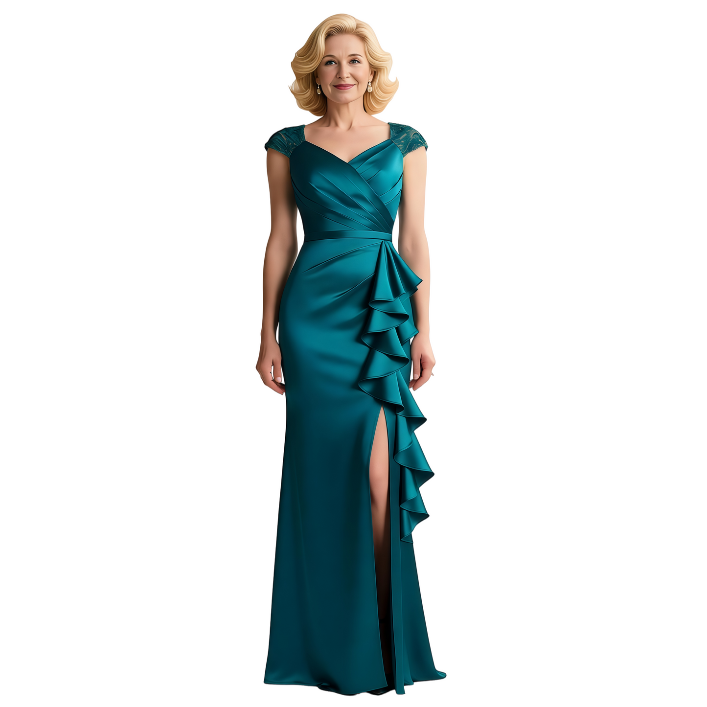 Silk Women Dress Mother of the Bride Dresses V-Neck Formal Dresses for Weddings