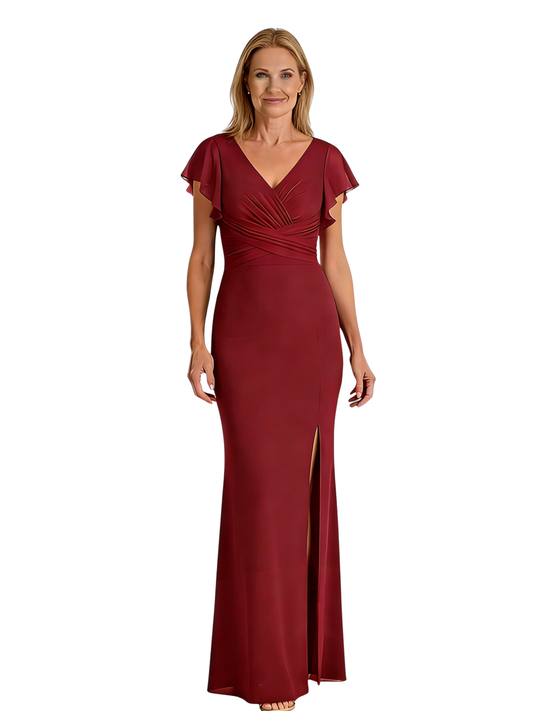 V-Neck Chiffon Custom Mother of The Groom Dresses Grandmother Wedding Attire Elegant