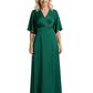 Luxe Silk Satin Mother of The Groom Dresses Grandmother Wedding Formal Wear Attire V-Neck