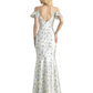 Beautiful Mermaid Cold Shoulder Floral Satin Maxi Floral Formal Dresses For Women
