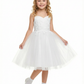 Sweetheart Lace Flower Girl Dress, Strapless Tulle Ball Gown Applique Bodice Floor Length