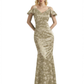 Beautiful Mermaid Cold Shoulder Floral Satin Maxi Floral Formal Dresses For Women