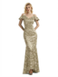Beautiful Mermaid Cold Shoulder Floral Satin Maxi Floral Formal Dresses For Women