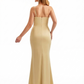 Women's Sexy One Shoulder Ruched Mermaid Silky Satin Long Formal Dresses Slit