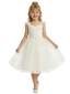 Lace Bodice Tulle Ball Gown Flower Girl Dress with Sweetheart Neckline and Flutter Sleeves