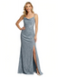 Elegant Jewel Spaghetti Straps Floral Burnout Chiffon Sheath Formal Evening Dresses