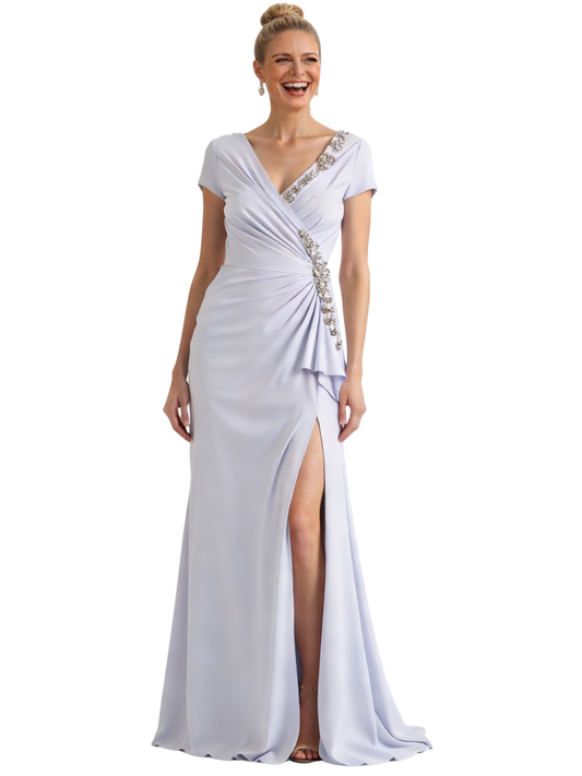 Elegant V Neck Lace Chiffon A-Line Mother of The Bride Dresses Luxe
