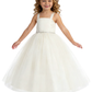 Strap Flower Girl Dress with Square Neck A Line Tulle Skirt Beaded Waist Wedding Gown