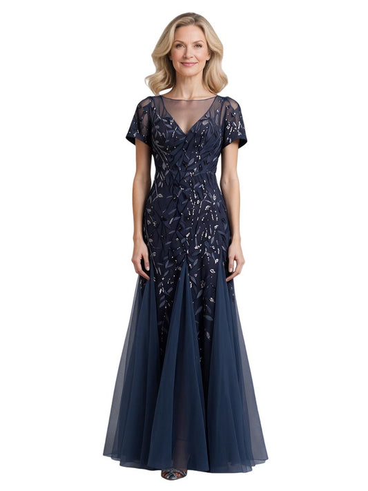 Mermaid Elegant Sequin Mother of the Brides Dresses Floor length