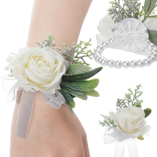 Mori Wrist Flower Wedding Corsage Creative Fresh White Wrist Flower Suit