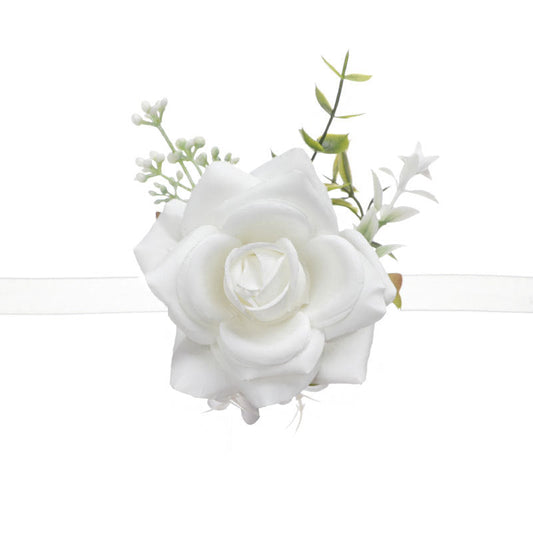 New Wedding Groom Groomsman Corsage Wedding Simulation Corsage Banquet Bride Bridesmaid White Wrist Flower