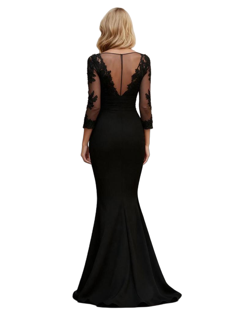 Lace Chiffon V-Neck Mother of The Bride Dress Evening Formal Gowns