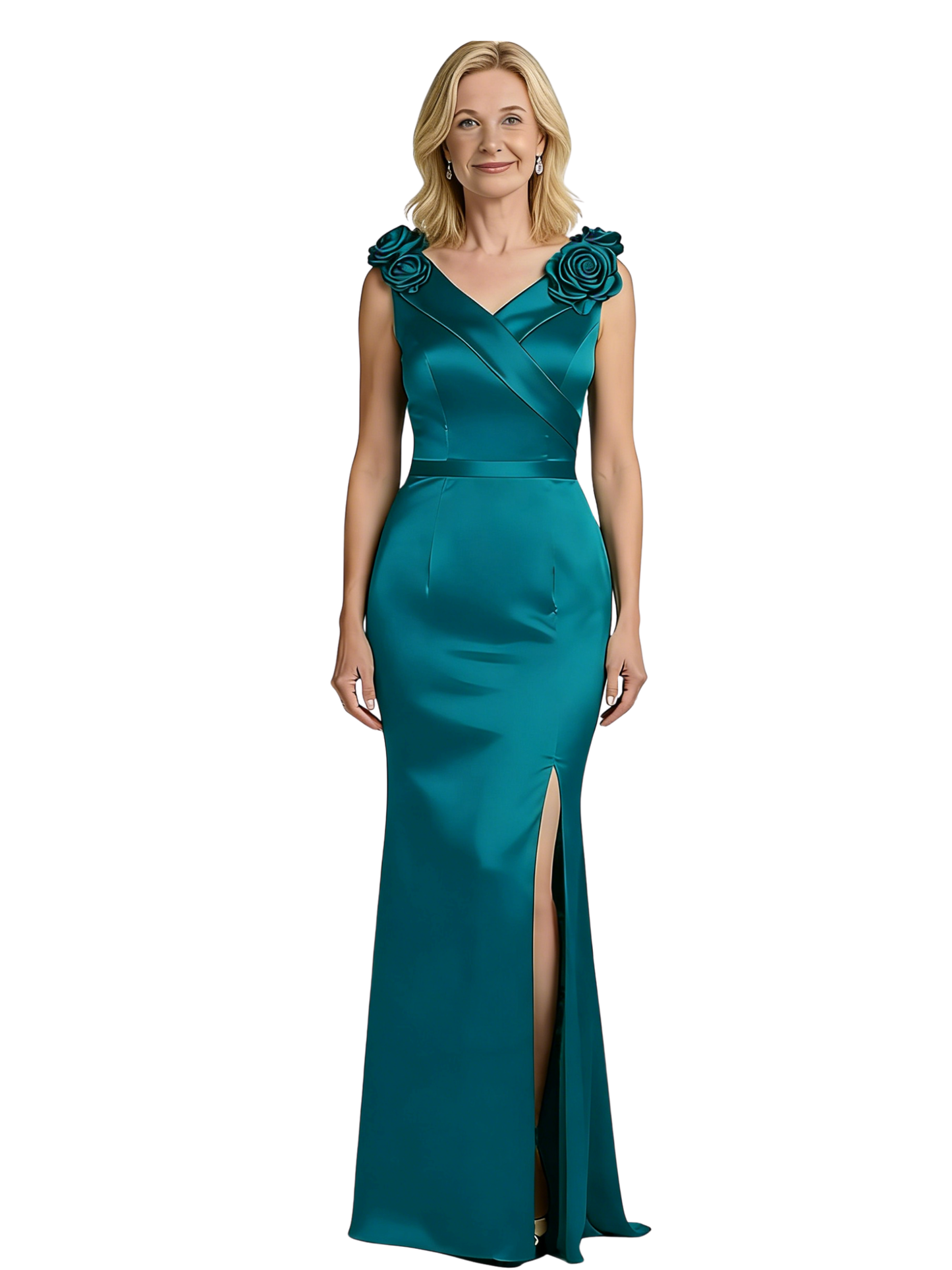 Sexy Satin Wedding Mother of The Bride Dresses Wedding Outfits for Moms V-neck Sleeveless