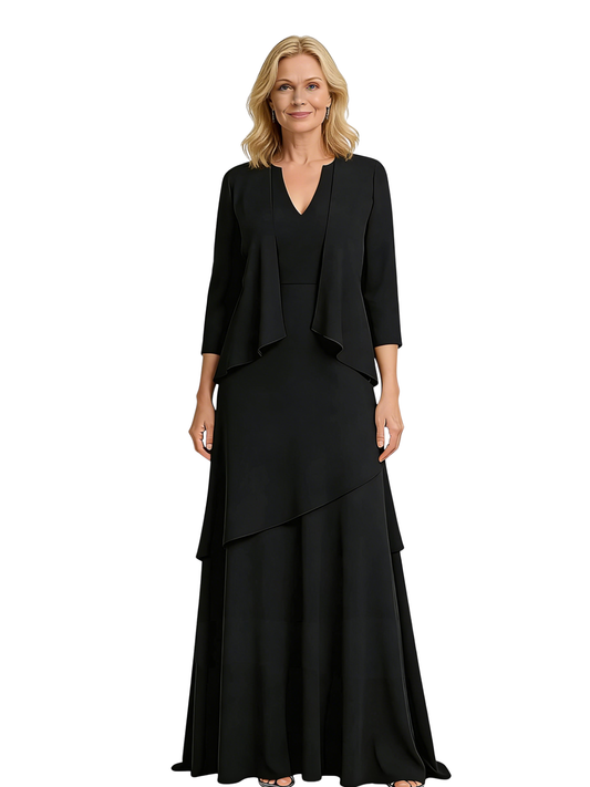 Chiffon Wedding Mother of The Bride Dresses Wedding Outfits for Moms V-neck Wedding Party Attire