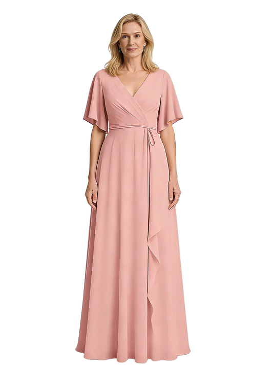 Modern Wedding Mother of The Bride Dresses Outfits for Moms V-neck Wedding Party Gowns