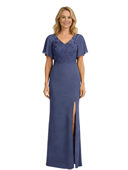 Chiffon Wedding Mother of The Bride Dresses V-neck Wedding Party Gowns for Moms