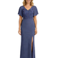 V-Neck Slit Grandmother of the Bride Dresses V-neck Wedding Party Gowns for Moms