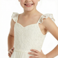 Lace Bodice Tulle Ball Gown Flower Girl Dress with Sweetheart Neckline and Flutter Sleeves