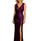 Sexy Lace Mother of the Bride Dresses Slit V-Neck Satin Formal Dresses for Weddings Sleeveless