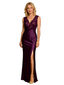 Sexy Lace Mother of the Bride Dresses Slit V-Neck Satin Formal Dresses for Weddings Sleeveless