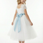 Lace Flower Girl Dress for Wedding with Round Neck Short Sleeves Tulle A Line Formal Gown