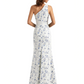 Simple One Shoulder Side Slit Mermaid Floral Satin Maxi Floral Formal Dresses For Women