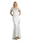 Beautiful Mermaid Cold Shoulder Floral Satin Maxi Floral Formal Dresses For Women