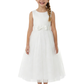 Sleeveless Round-Neck Flower Girl Gown A-Line Tulle Dress with Satin Bodice Waist Bow & Lightweight Tulle Skirt for Wedding Celebrations