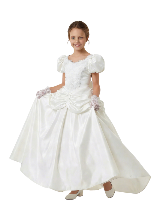 Classic Ivory Flower Girl Gown For Wedding Party Princess Style Girls Formal Dress for Wedding Party