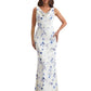 Elegant Spaghetti Straps Cowl Mermaid Long Satin Floral Formal Evening Dresses For Ladies
