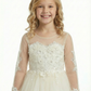 Sheer Long Sleeve Embroidered Lace Ball Gown Ankle Length Flower Girl Dress