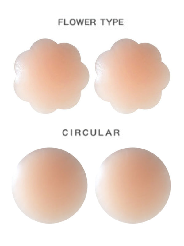 Silicone Nipple Covers - 1 Pair Women's Reusable Adhesive Invisible Pasties Nippleless Covers Round