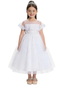 Off Shoulder Flower Girl Dress with Illusion Neck Tulle Skirt Beaded Waist Formal Gown