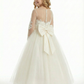 Sheer Long Sleeve Embroidered Lace Ball Gown Ankle Length Flower Girl Dress