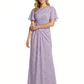 Elegant Flutter Sleeves Ruching Floral Burnout Chiffon A-line Formal Evening Dresses