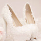 New wedding shoes lace flowers women's high heels stiletto heels large size water platform shoes women's shoes
