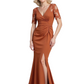 Mermaid Chiffon V-Neck Mother of The Bride Dress Evening Formal Dress