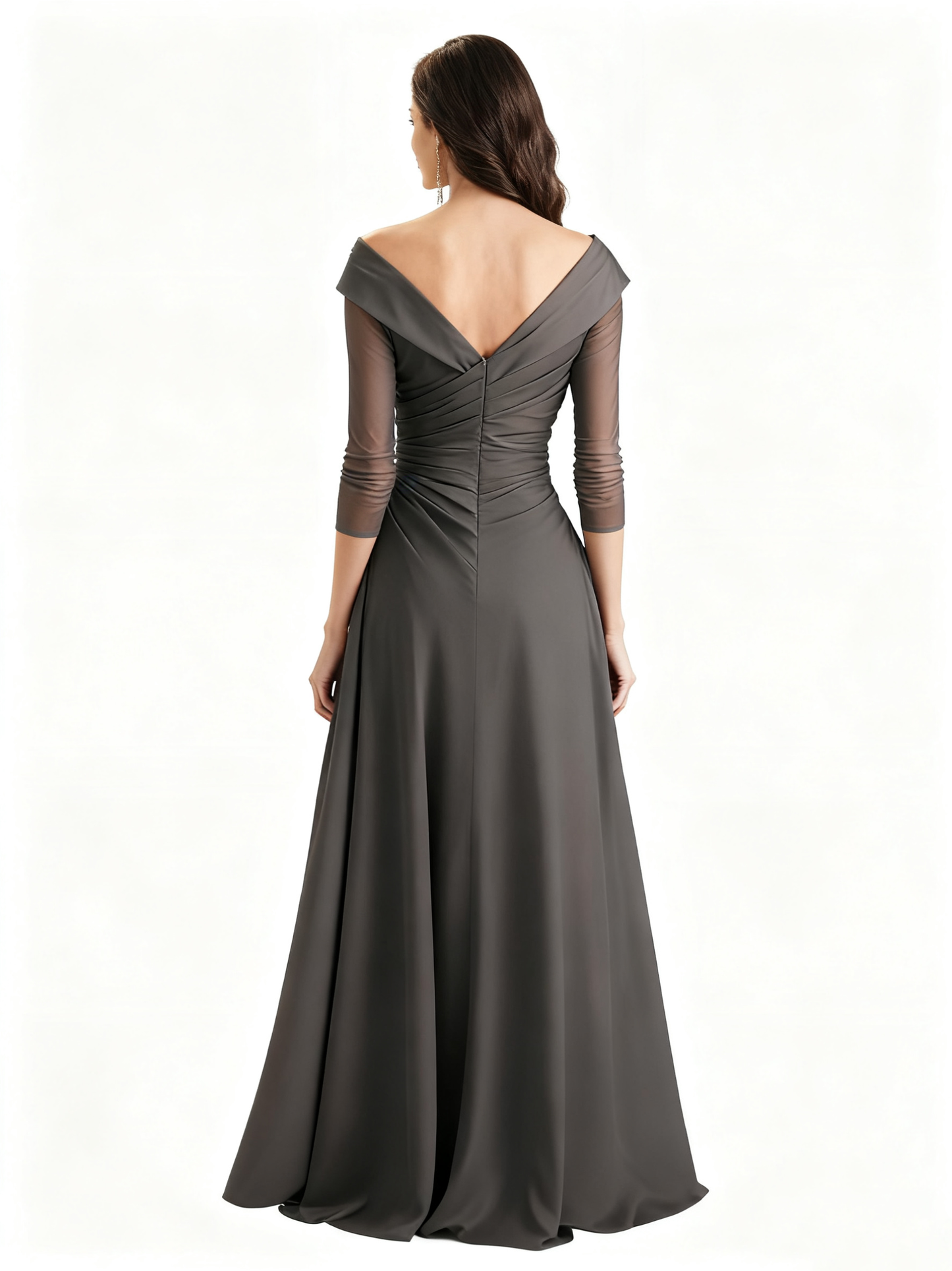 Elegant V Neck Satin A-Line Mother of The Bride Dresses Silk Gowns