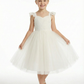 Lace Bodice Tulle Ball Gown Flower Girl Dress with Sweetheart Neckline and Flutter Sleeves